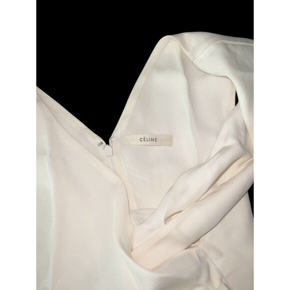 CELINE Paris 100% Silk Cross Front Top Off White Size 34 Made in France NWT - Picture 4 of 10
